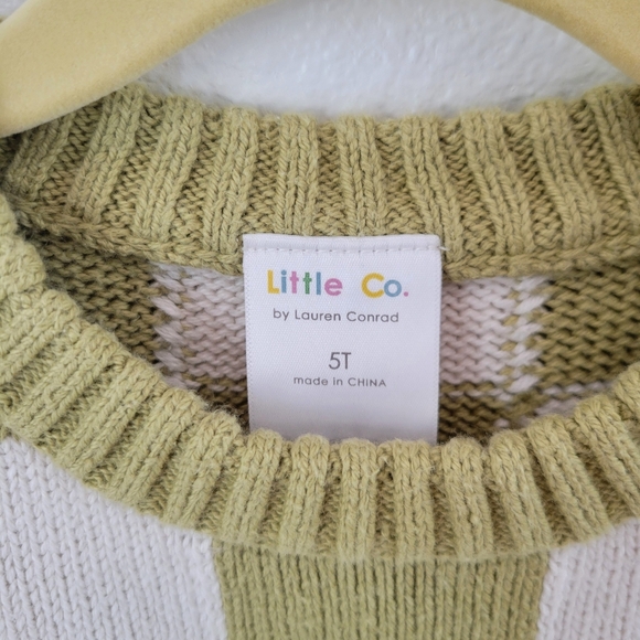 Green and Cream 100% Cotton Sweater - Little Co. Size 5T - Picture 2 of 4